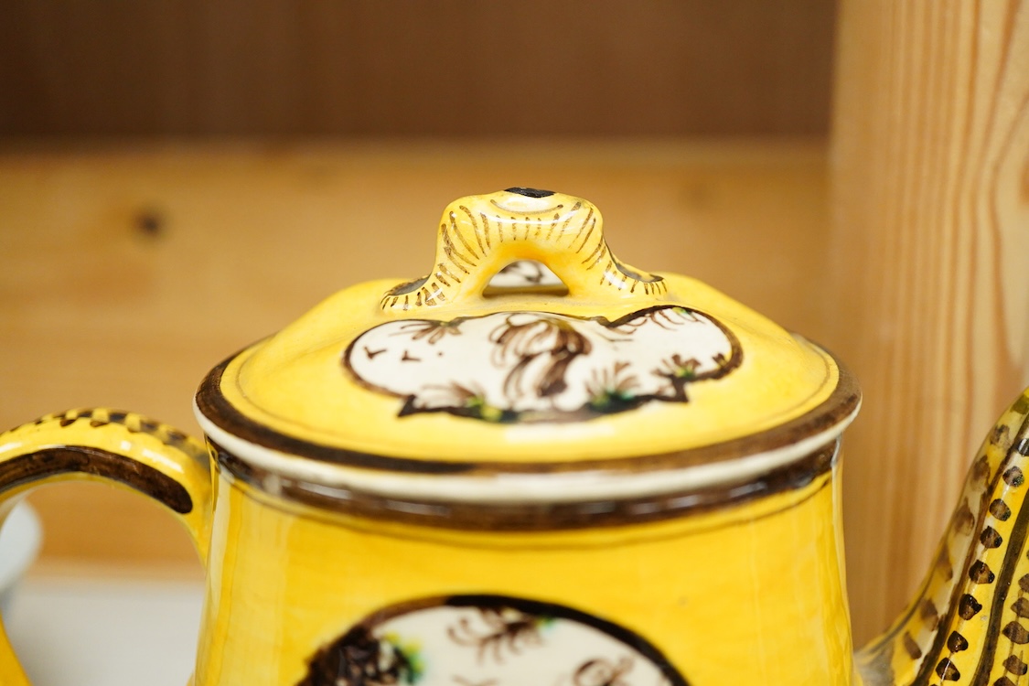 A 19th century Italian maiolica teapot and cover, by Angelo Levantino, 16cm high